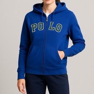 Polo Ralph Lauren Blue Zip Hoodie Youth XL Fits Women XS S Cotton Logo‎